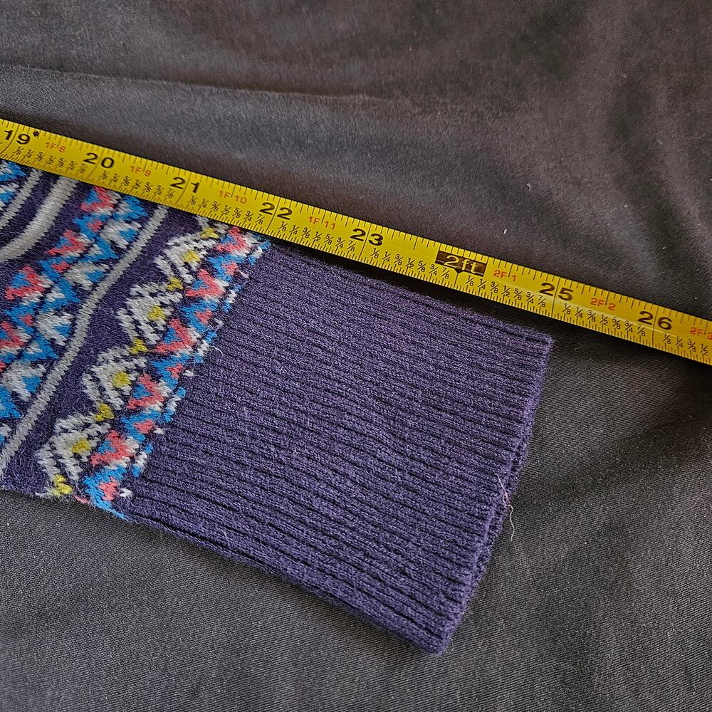 Vintage Merona Women's‎ Knit Sweater Size L Dark Blue Fair Isle Pattern Holiday - Picture 7 of 8